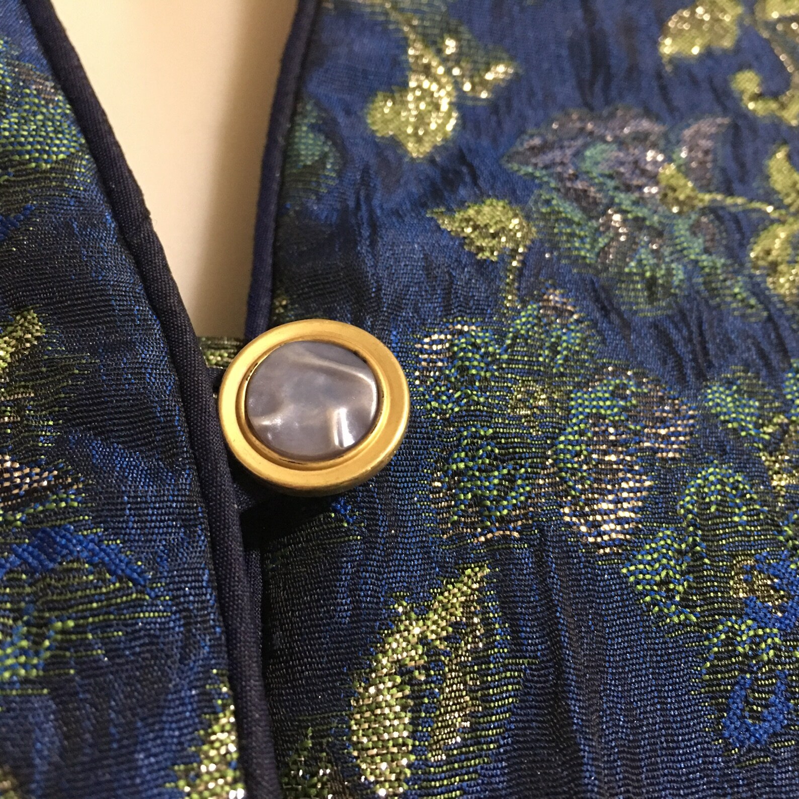 Classic vintage Anthea Crawford blue metallic jacket Etsy