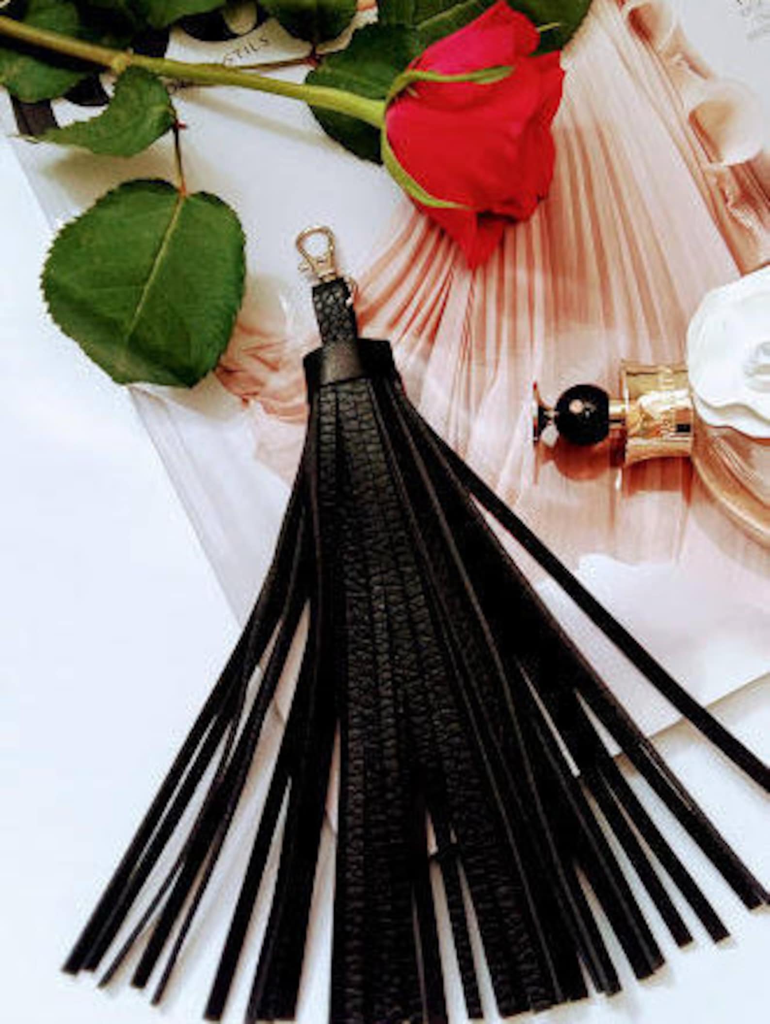 Black Leather Tasselblack Leather Keychain Black Tassel Leather Tassel Black Leather Bag Charm