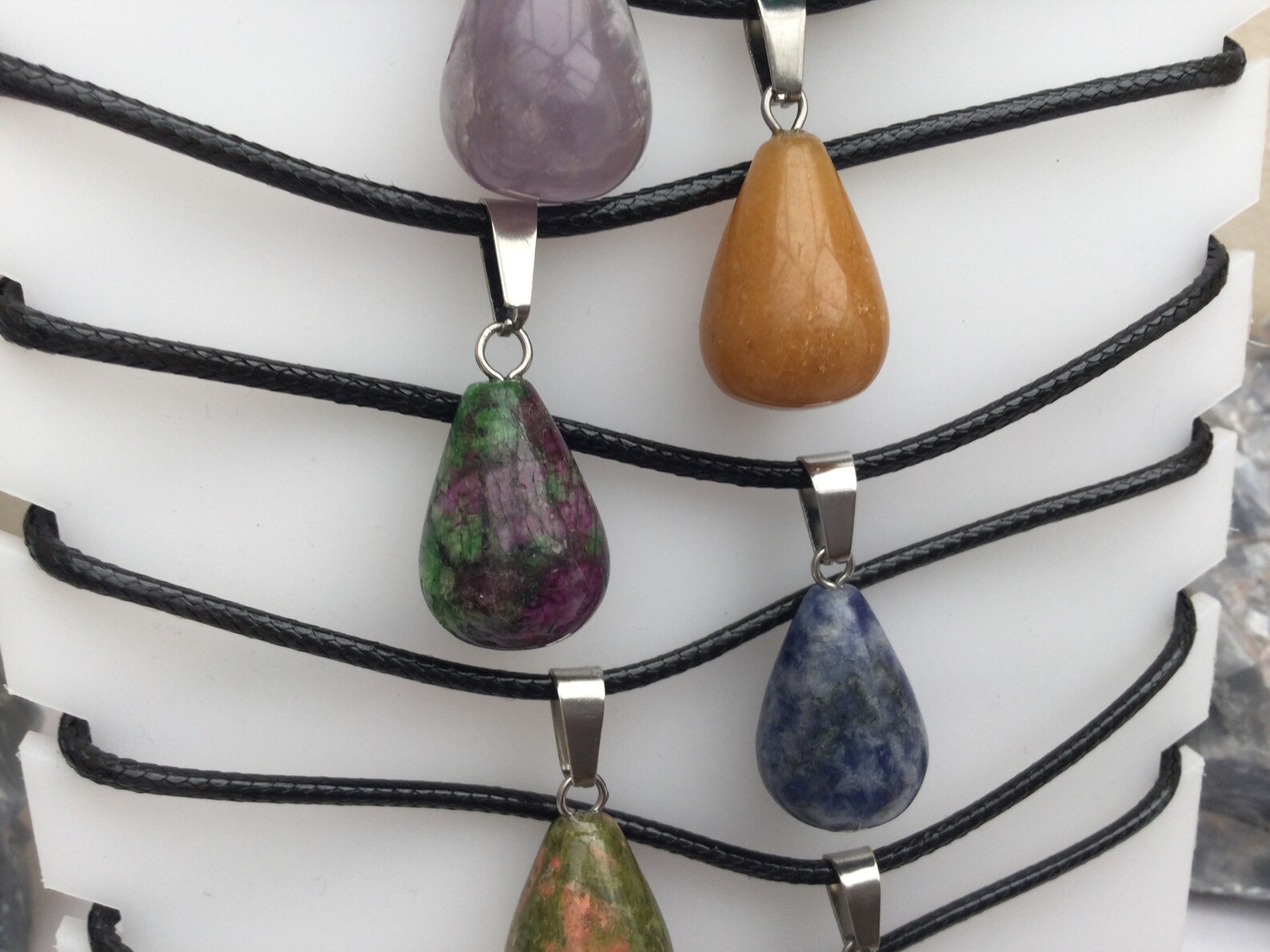 Crystal Jewellerycrystal Tear Drop Natural Gemstone Pendant Etsy UK