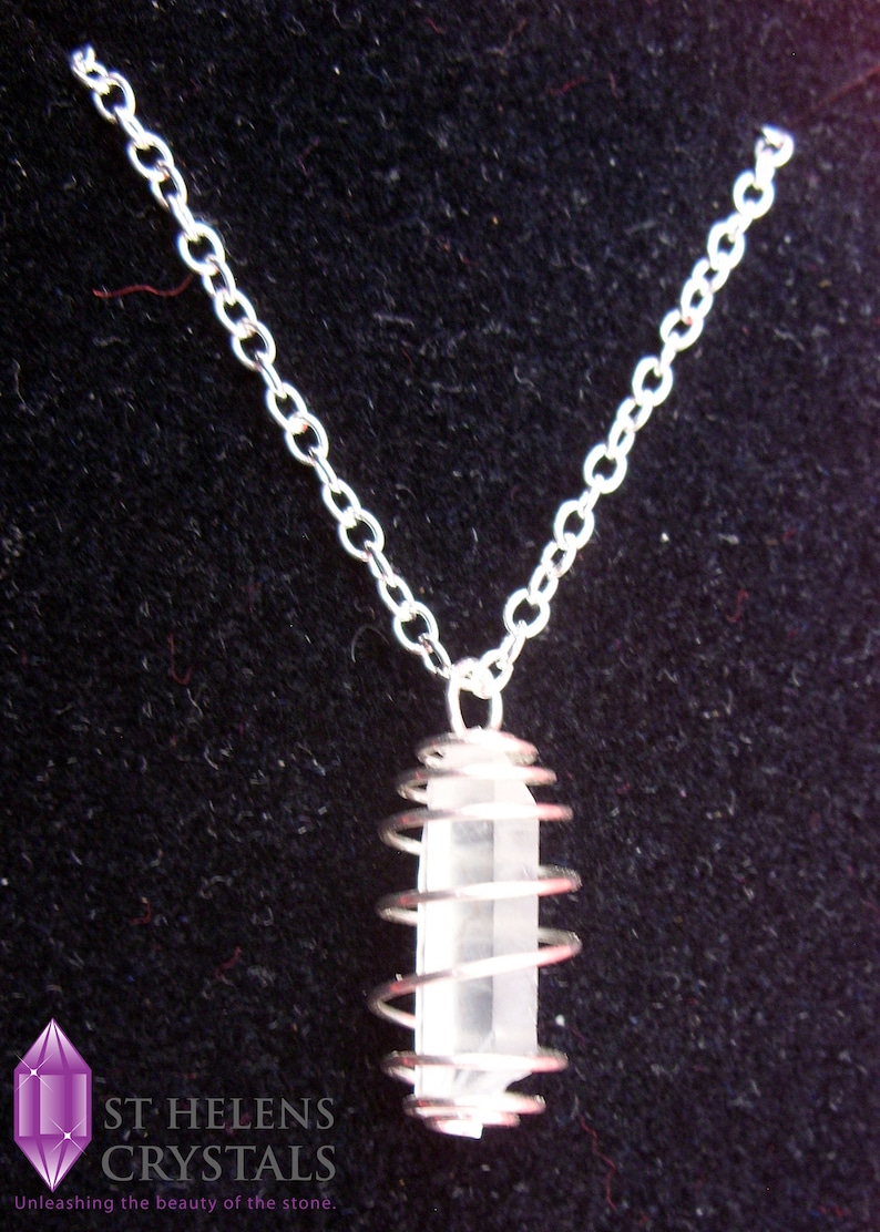 Dainty Spiral Caged Healing Point or Gemstone Pendant Necklace Gift boxed from St Helens Crystals