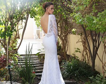 White wedding dress,lace wedding dress,wedding gown,wedding dress,white lace wedding dress,long sleeve lace wedding dress