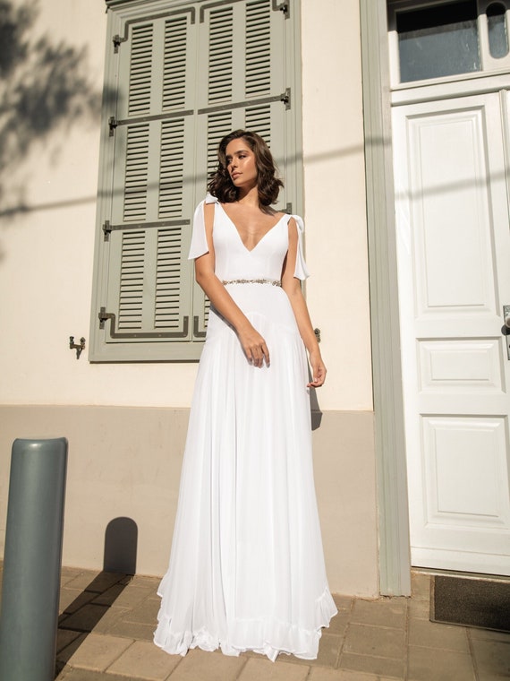 Grecian Wedding Dress Grecian Wedding Gown Flowy Bridal - Etsy