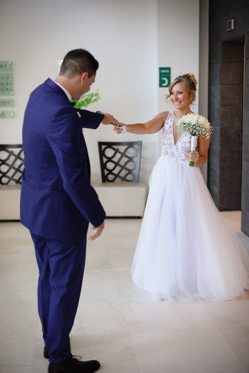 white low back wedding dress