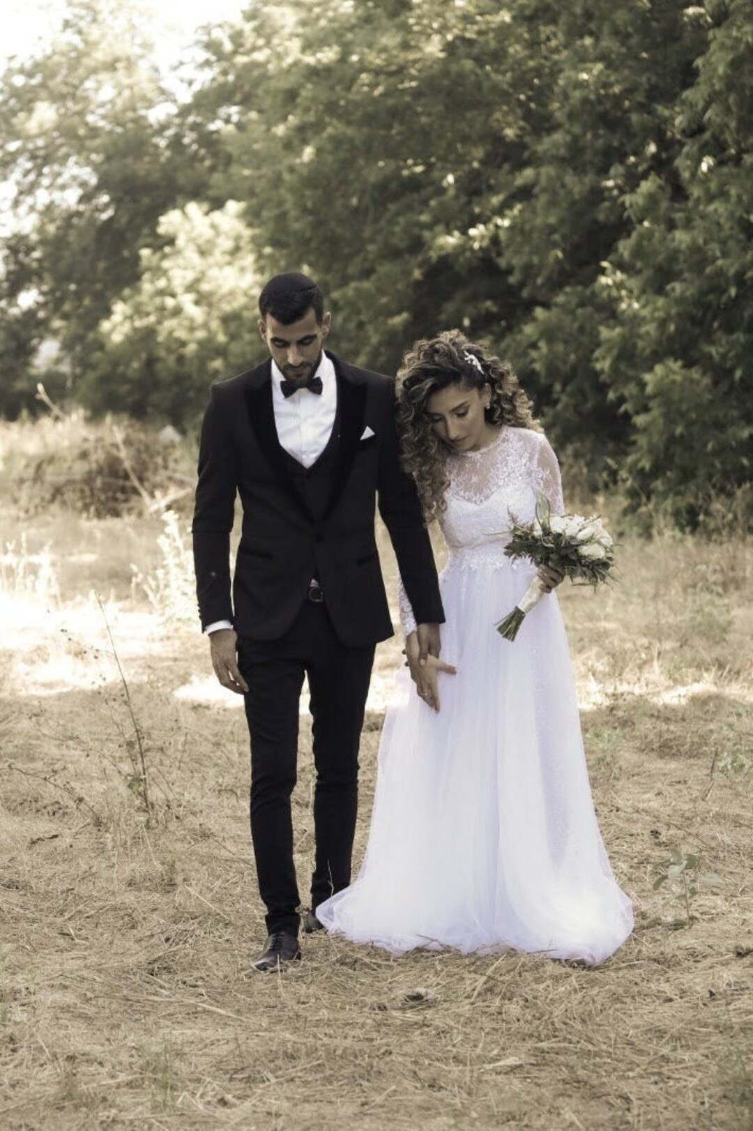Modest Wedding Dresses,Wedding Dress with Sleeves,Floor Length Wedding Dress,WD00259 main image 1