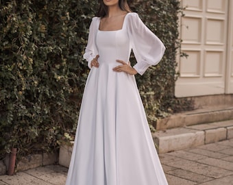 Elegant White wedding Dress, clasic white wedding dress