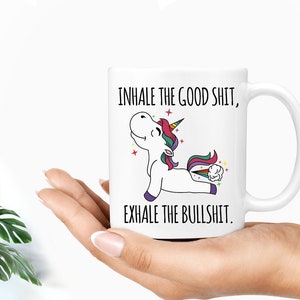 Funny mugs, inhale exhale mug,, gift for sister, funny unicorn mug office, funny mug women, funny mugs for women, funny mug birthday, gifts image 1