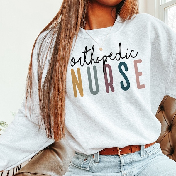 Ortho Nurse Sweatshirt, Orthopedic Nurse, Block letters nurse tee, Bone Hip Nurse, Gift For Nurse, Nurse gifts, Ortho nurse tee, nurse gift