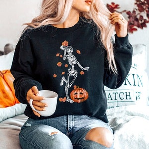 Fall Sweatshirt Halloween Sweatshirt Skeleton Sweatshirt - Etsy