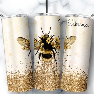 Personalized Bee Tumbler with lid and straw, Bee Tumbler With Straw, Bee Gifts For Women, Bee Cup For Women, Bee Lover Gift, Bee Tumbler Cup