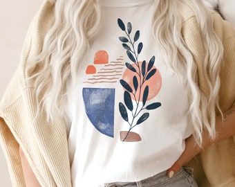 Sun shirt,Boho tee shirt, summer boho tee, moon t-shirt, sunrise tee, minimalistic t-shirt, sunset shirt, modern tee, original art shirt