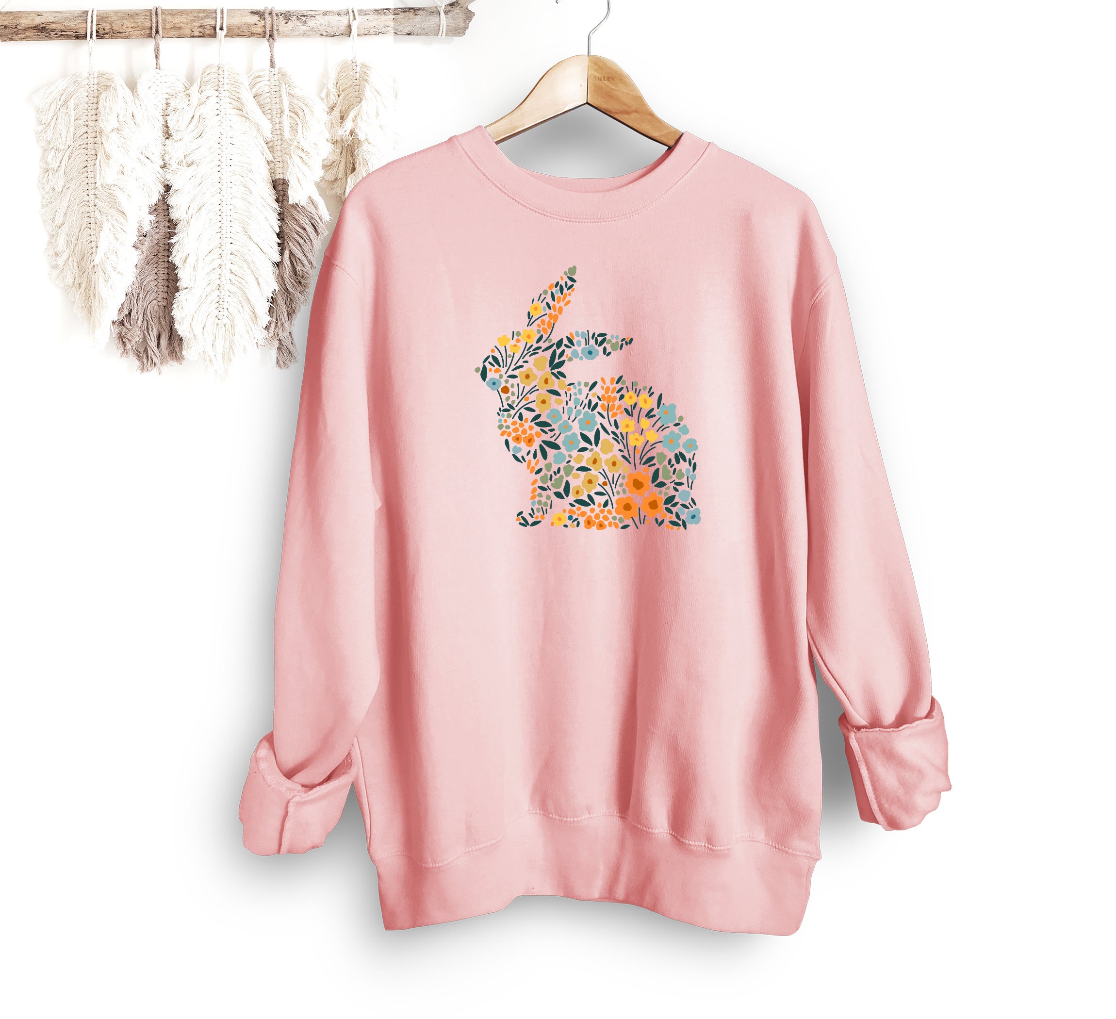 Easter Bunny Sweatshirt Floral Bunny Sweatshirt Colorful - Etsy