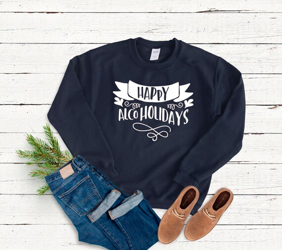 Alcoholidays heureux, Noël pull, Sweat pull unisexe drôle, pull Sweat de Noël laid, tenue de fête de Noël, vacances sarcastique 4e3947 Alcoholidays heureux, Noël pull, Sweat pull unisexe drôle, pull Sweat de Noël laid, tenue de fête de Noël, vacances sarcastique 4e3947
