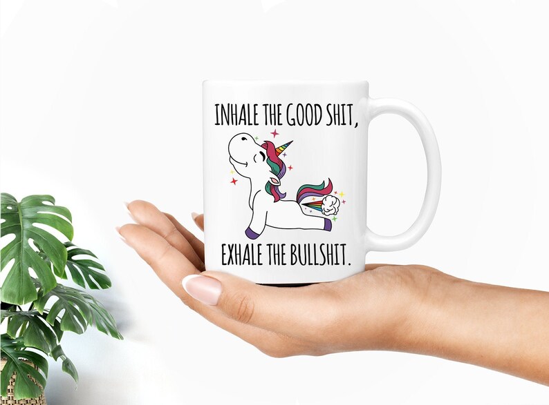 Funny mugs, inhale exhale mug,, gift for sister, funny unicorn mug office, funny mug women, funny mugs for women, funny mug birthday, gifts image 1