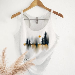 Boho abstract mountain tank top, boho tank, hiking shirt, Outdoors tank, desert tank top, hike shirt, nature tee, moon tank top, sunset tank