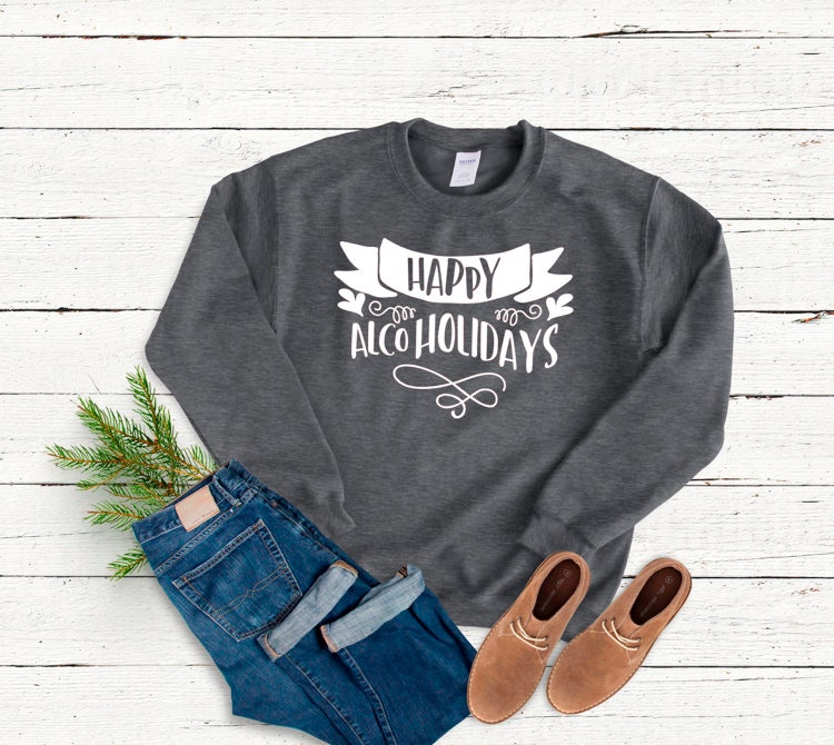 Alcoholidays heureux, Noël pull, Sweat unisexe drôle, pull de Noël laid, tenue de fête de Noël, vacances sarcastique Alcoholidays heureux, Noël pull, Sweat pull unisexe drôle, pull Sweat de Noël laid, tenue de fête de Noël, vacances sarcastique 4e3947