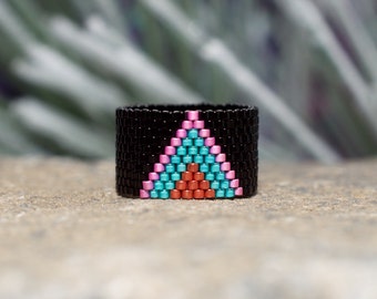 PEYOTE RING - Southwest Pyramid - Beaded Ring - Custom Made In The USA