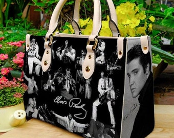 Bolso de cuero de Elvis Presley, bolso y bolso de Elvis Presley, el rey del rock, bolso de música, bolso de mujer, bolso personalizado, regalo para ella