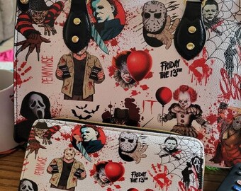 Halloween Horror Characters Leather Bag Purses For Women,Halloween Bags and Purses,Handmade Bag,Halloween Women Bag,Halloween Gifts