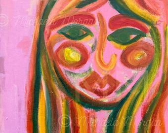 Abstract Face- Original Art- Acrylic Painting