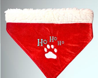 Christmas Pets- Santa Paws Dog Faux Fur Trim Bandana