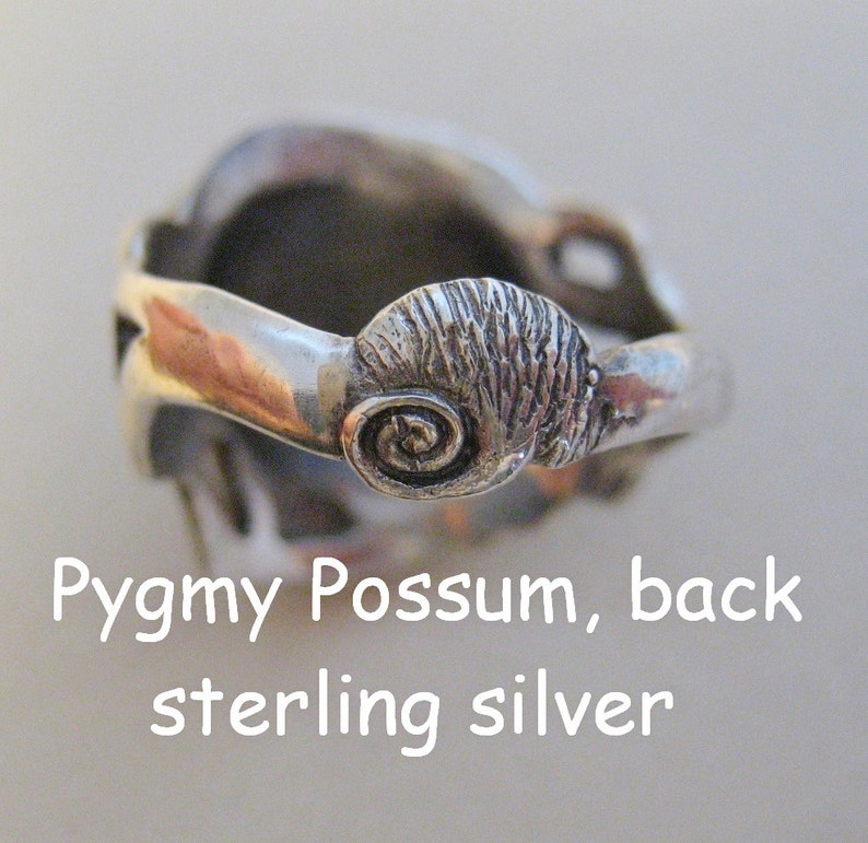 Mountain Pygmy Possum Ring Australian endangered species in sterling Silver