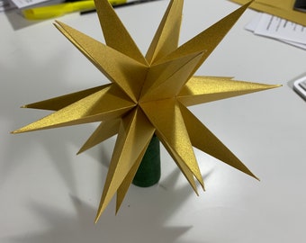 20 Point Metallic Morovian Star Tree Topper, Small