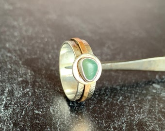 Sterling and nephrite jade ring