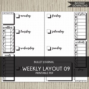 Template for use with Bullet Journal printable planner weekly layout bujo starter kit  agenda calendar undated fitness 2023