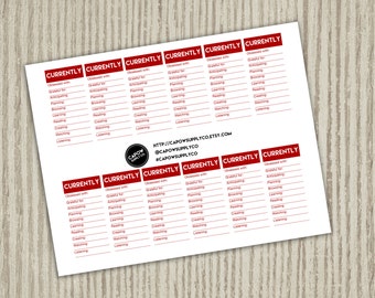 Printable planner stickers currently instant download for use with erin condren life planner / plum paper / bullet journal planner stickers