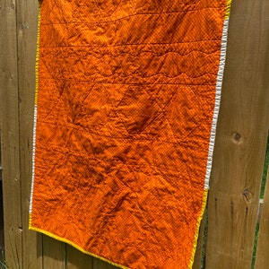 Handmade Quilt Black, Orange, and Yellow Baby Blanket Modern, Machine Washable image 5