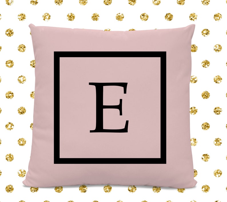 Initial Pillow Letter Pillow Pillow with Letter E Monogrammed Pillow Custom Throw Pillow Pink Letter Pillow image 1