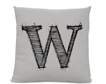Initial Pillow - Letter Pillow - Pillow with Letter W - Monogrammed Pillow - Custom Throw Pillow