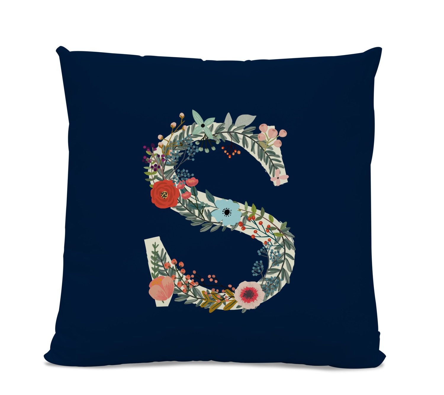 Initial Pillow Floral Letter Pillow Pillow With Letter S Etsy