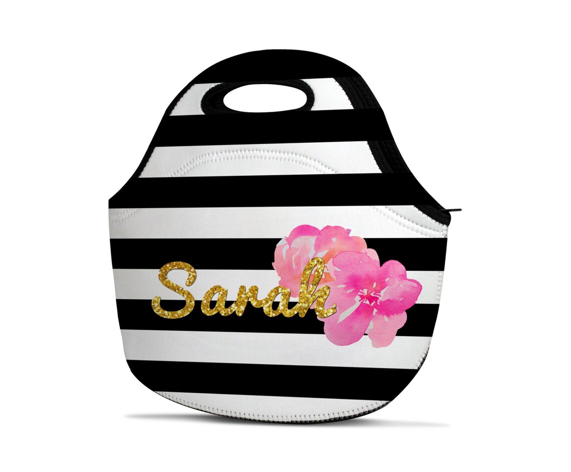 Personalized Lunch Bag Monogram Lunch Bag Gold Lunch Bag Name Lunch Bag