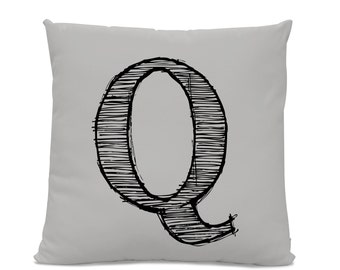 Initial Pillow - Letter Pillow - Pillow with Letter Q - Monogrammed Pillow - Custom Throw Pillow
