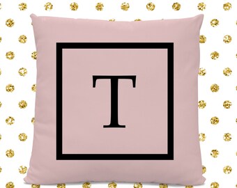 Initial Pillow - Letter Pillow - Pillow with Letter T - Monogrammed Pillow - Custom Throw Pillow - Pink Letter Pillow