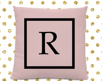 Initial Pillow - Letter Pillow - Pillow with Letter R - Monogrammed Pillow - Custom Throw Pillow - Pink Letter Pillow