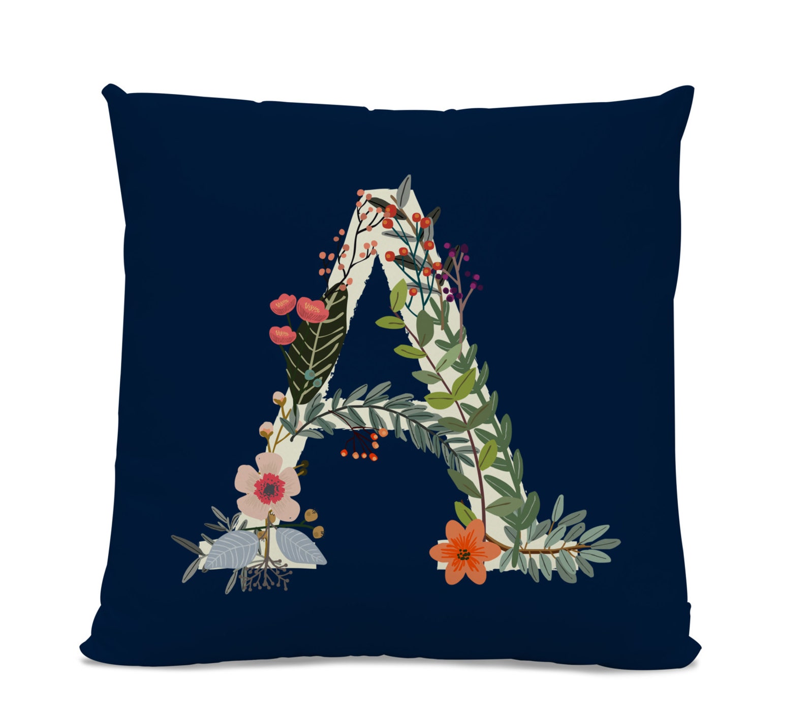 Initial Pillow Floral Letter Pillow Pillow With Letter A Monogrammed