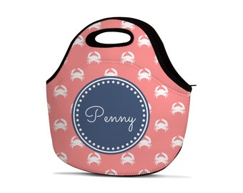 Bolsa de almuerzo personalizada - Bolsa de almuerzo monograma - Bolsa de almuerzo personalizada - Nombre Bolsa de almuerzo - Bolsa de almuerzo aislada - Bolsa de almuerzo de neopreno