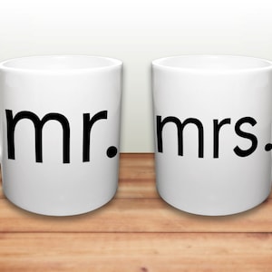 Mr. and Mrs. Mugs - Wedding Gift Mugs - Bride and Groom Gift -Set of 2 Mugs - Married Couple gift - His and Hers Coffee Mugs