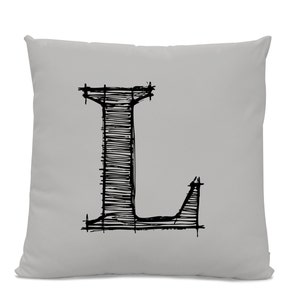 Almohada inicial - Almohada de carta - Almohada con letra L - Almohada monograma - almohada de lanzamiento personalizado