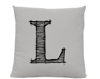 Coussin personnalisé initiale coussin - oreiller monogrammée de coussin - oreiller avec la lettre L - lettre-