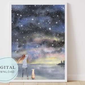 Nursery Wall Art, Girls Bedroom Decor, Dog, Downloadable Print, Animal Prints, Printable Art, Digital Download, Ocean, Sea