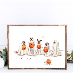 Halloween Ghost Dogs Print, Digital Download Dog Custume, Autumn ...