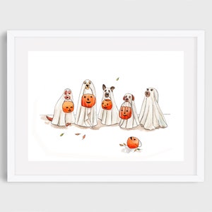 Halloween Ghost Dogs Print, Digital Download Dog Custume, Autumn ...