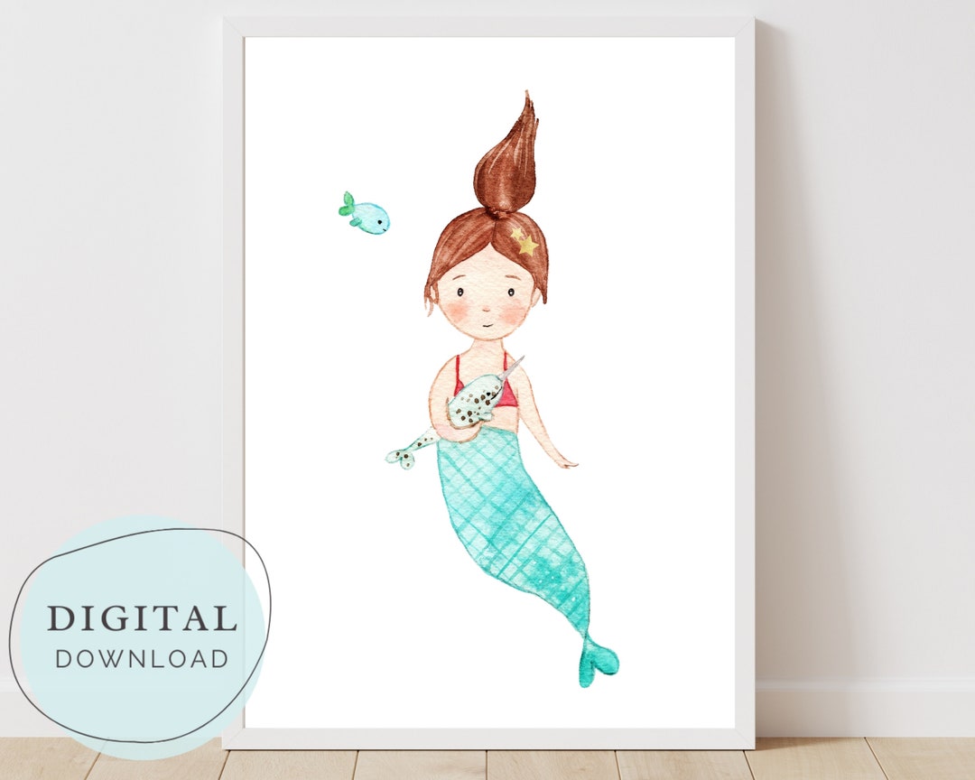 Nursery Print Mermaid Ocean Printable Girl's Room Cute - Etsy