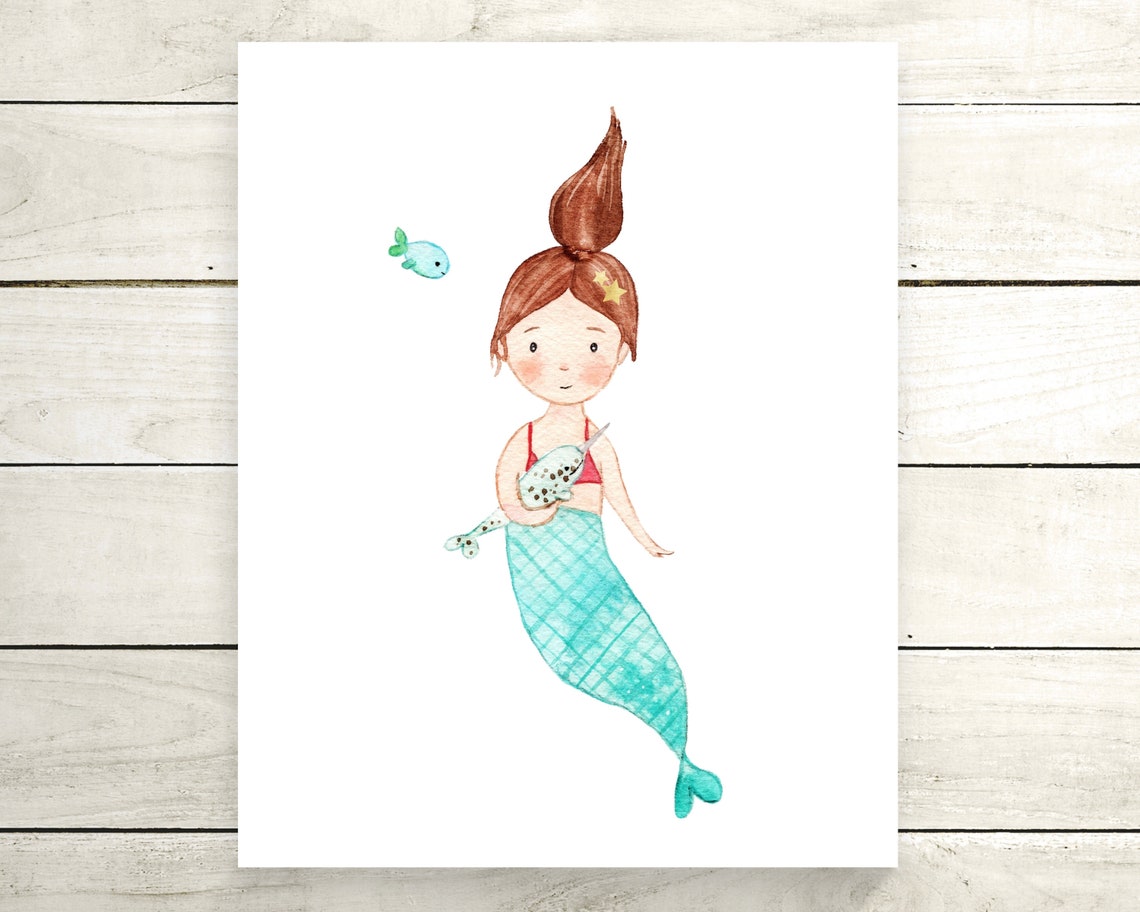Nursery Print Mermaid Ocean Printable Girl's Room Cute | Etsy