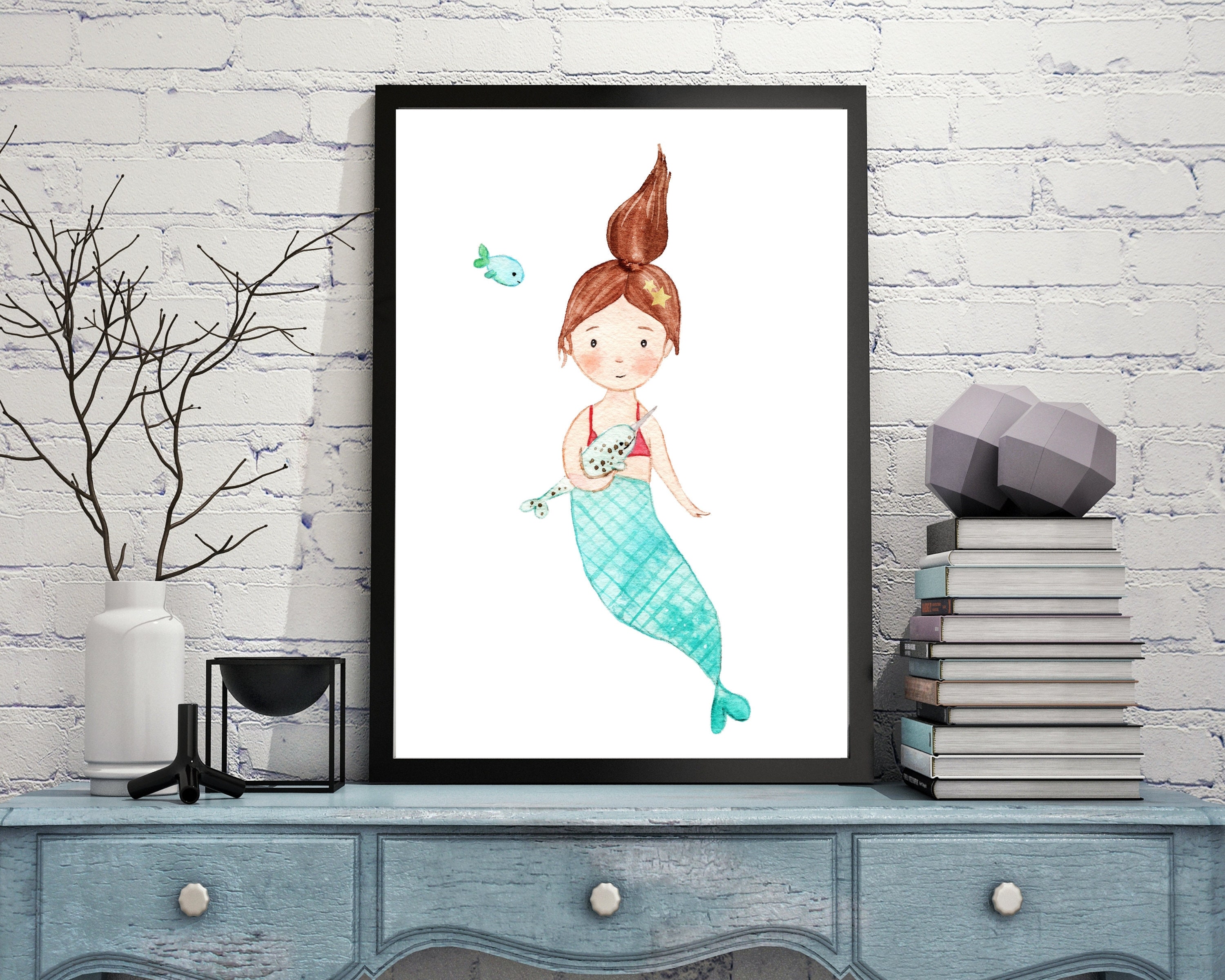 Nursery Print Mermaid Ocean Printable Girl's Room Cute - Etsy