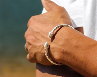 Cocoa Pod Bangle Handmade in Sterling Silver