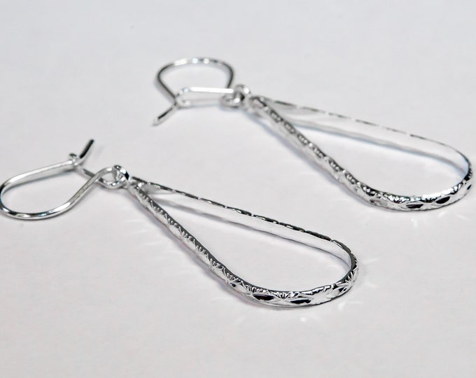 Caribbean Teardrop Earrings with Calypso Pattern Handmade in .925 Sterling Silver